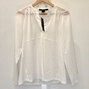 French Connection Winter White Classic Polly Plains Shirt Popover Tunic Top XS